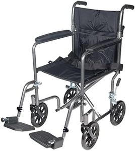 Drive Medical TR37E-SV Lightweight Folding Transport Wheelchair with Swing-Away Footrest, Silver