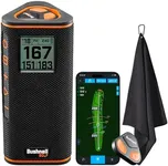 Bushnell Golf Wingman View GPS Speaker | LCD Screen, Magnetic Mount, Music & Audible Distances for 36,000+ Courses, Wireless Remote, 36-Hole Battery, Hazard Info, Signature Series Golf Towel
