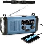 10000mAh Solar Crank NOAA Emergency Radio, 4 Power Sources Type-C Rechargeable Weather Radio, Portable AM FM Dynamo Survival Radio, USB Phone Charger, 700LM Torch/Reading Lamp,SOS,Compass for Camping