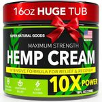 Hemp Cream Maximum Strength (16 oz) Hemp Oil & Arnica Cream, Soothes Discomfort on Joint Muscle Shoulder Hip Neck Knee & Back Support, All Natural Relief Cream Made in USA, Instant Lotion Menthol Rub