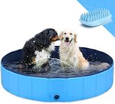 Foldable Dog Pool for Large Dogs Kiddie Pool Kids Pool Hard Plastic, Heavy Duty PVC Swimming Pool Collapsible Pet Bath Tub for Dogs Cats and Kids Kiddy Wading Pool 55 * 12 Inch, XL