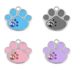 RvPaws Pet ID Tags Beautiful Alloy Paw Shape Personalised Dog/Cat Neck Charm DIY Necklace Making Best Gift Ideal for Your Pets - Colour As Per Availability (Pack of 1 Piece)