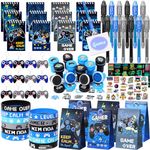 84Pcs Gaming Party Bag Fillers for Kids Video Game Party Favours Invisible Ink Pen Notebook Silicone Bracelet Keychain Stamp Luminous Stickers Gift Bags Gamer Birthday Party Bags Fillers for Kids Boys