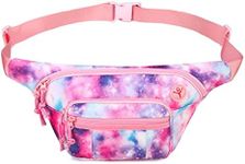 Fanny Pack for Women, VASCHY 4 Zipped Sleeves Waist Bag Lightweight Belt Bag Large Bum Bag for Travelling, Walking, Running, Cycling, Hiking Pink Galaxy