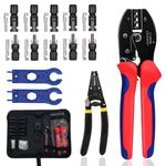 Serplex® Solar Crimper Tool Kit Wire Stripper Crimping Tool with Tool Bag, 5 Pairs MC4 Connectors, Spanner Wrench for Solar Panel Cable Assembly and Installation