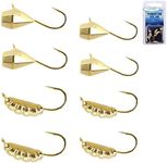 Goture 8Pcs Tungsten Ice Fishing Jigs Set with Not Easy-to-Peel Paint, Higher Sensitive Tungsten Ice Fishing Lures for Walleye Panfish Crappie Sunfish Perch Pike Jig Head Hook Set, Gold