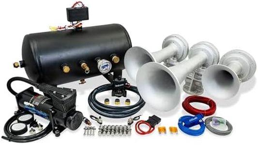 King 3 544K Train Horn Kit – 3-Chime Locomotive Horn with 5-Gallon Tank & 1NM Compressor – Loud US-Train Tone with Onboard Air for Honking, Tire Inflation & Air Tools