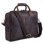 Polare Full Grain Leather 16'' Laptop Case Bag Briefcase Messenger Bag For Men with Premium YKK Zippers