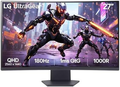 LG 27GS60QC-B Ultragear Curved Gaming Monitor, 27-Inch QHD (2560x1440), 180Hz 1ms 1000R AMD FreeSync HDR10, HDMI x 2 DisplayPort Borderless Design, Black Stabilizer DAS Crosshair FPS Counter - Black