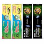 Jagat Devsutra Dr. Trusted Ayurvedic HERBAL Activated Charcoal Toothpaste & Fresh Mint Toothpaste for Teeth Whitening - 100% Natural Formula, No Fluoride & Artificial Colors (2 Pack Each), (125g x 4)