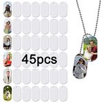 45pcs Sublimation Blank Dog Tag Aluminum White Sublimation Stamping Tag Pendants Double Sided Blank Stamping Metal Tags, Personalized Pets Tags Oval