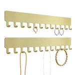 Josmimic Wall Necklace Organizer Holder: Wall Mounted Jewelry Hanging Storage Necklaces Display Hanger Gold 2 PCS