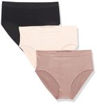 Wacoal Women's B Smooth Brief Panty 3 Pack, Rose Dust, Deep Taupe, Black, XL