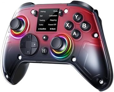 GUSGU G7 Wireless Gaming Controller with Interactive Screen, 1000Hz Polling Rate, Hall Joysticks & Triggers, 4 Programmable Buttons, Compatible with PC, Switch, PS4, iOS, Android, Red