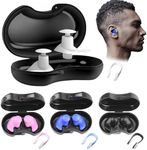 Waterproof Reusable Silicone Earplugs for Swimming, Surfing, and Showering - AquaGuard Ear Plugs (4 Pairs)