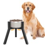 Dog Bowl Stand for Medium LargeDogs, Adjustable Width Elevated Dog Bowls for 7-10.6" Wide Bowls, Raised Dog Food & Water Bowls, 11 inch Tall Single Dog Bowl Holder, Black (Bowl Not Included)