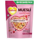 Saffola Muesli Berry Crunch with Flavour Pops, 700 gm | 15 in 1 Fruit and Nuts, Seeds, Millet & more | Cereals for breakfast rich in wholegrain, protein, fibre