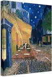 Wieco Art - Cafe Terrace at Night Modern Stretched and Framed Giclee Canvas Prints Van Gogh Oil Paintings Reproduction Cityscape Picture on Canvas Wall Art Ready to Hang for Bedroom Kitchen Home Decorations