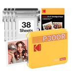 KODAK Mini 3 Retro 3x3'' Portable Photo Printer, Bluetooth Smartphone Printer for iPhone & Android, Instant Color Prints, 4PASS Dye Sublimation (Yellow, 38 Sheets)