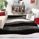 CARPET PLANET Modern Polyester Anti Slip Shaggy Fluffy Fur Rug and Carpet for Living Room, Bedroom, Hall, Area Rug Shaggy (Black- White,2 X 6 FEET)