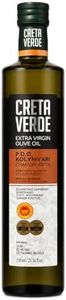 CRETA VERDE | Cold Pressed 100% Greek Extra Virgin Olive Oil | P.D.O. Kolymvari Chania Crete | Koroneiki Variety | First Cold Extracted EVOO | 750ml (25.36 fl.oz) Glass Bottle
