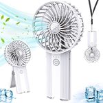 udodik Portable Hand Held Fan-Mini Handheld Personal Fan Rechargeable with 4 Speeds,Super Quiet Operation,16 Hours of Use-Perfect for Airplane Travel Essentials, Home,Office,Outdoor,Women- White