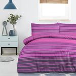 Sleepdown Duvet Cover Set - Purple - Textured Stripe - Reversible Quilt Cover Easy Care Bed Linen Soft Cosy Bedding Sets with Pillowcases - Double (200 cm x 200 cm)