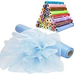 Time to Sparkle 1 Roll 26M X 29cm Baby Blue Sheer Organza Roll Fabric Chair Cover Sash Bows Table Runner Sashes Swags Wedding Party 38+ Colors Option