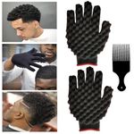 2PCS Hair Curl Sponge Gloves, Magic Curly Sponge Gloves Barber Curl Twist Sponge Glove Hair Sponge for Curling Twisting and Dread, Hair Brush Sponges for Black Men Curls (Right Gloves)