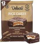 Deluxe & Bla Bla Stuffed Rice Cakes - Whole Grain Chocolate Rice Cake,Gluten Free,Low Calorie,(Alfajor) Kosher Certified - Caramel Filled Rice Cakes coated with Dark Chocolate, 28g Each (12 Pack)