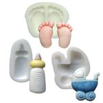 Silicone Moulds - Set Of Three - Babies Pram, Bottle & Baby Feet - Food Safe