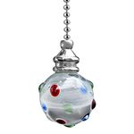 NewZC Light Pull Chain Extension with Ball Chain 100 cm Length Bathroom Toilet Light/Ceiling Light Fan Switch/Blind Cord Pull Handle Weight Pull Cord - Chrome with Colored Crystal Ball