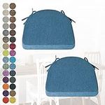 PHUSTJKL U-Shaped Chair Pads Seat Cushions for Dining Chairs Set of 2, Non Slip Washable Chair Foam Cushion with Ties for Kitchen Café Restaurant Stackable Chairs (16x15x15x1.2 in)-Navy Blue