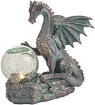 TERESA'S COLLECTIONS Garden Sculptures & Statues, Solar Dragon Outdoor Statues Figurines, Resin Bronze Gothic Decor Lawn Ornaments Housewarming Gifts for Mom Patio Balcony Yard Decorations, 7.8"