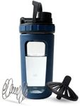 Glass Shaker Cup Odorless BPA Free– Glass Shaker Bottle for Protein 26oz Durable Borosilicate Glass, Leak-Proof & BPA-Free – Ideal for Creamy Protein Shakes, Smoothies & Workout Drinks (Steel Blue)