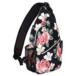 MOSISO Sling Backpack,Travel Hiking Daypack Pattern Rope Crossbody Shoulder Bag, Rose