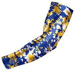 Sports Compression Arm Sleeve - Youth & Adult Sizes - Baseball Football Basketball by Bucwild Sports (1 Arm Sleeve - Yellow/Blue Camo - Youth Small)