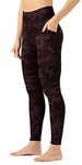 OVRUNS High Waist Gym Leggings for Women Yoga Pants with Pockets Workout Running Compression Leggings for Women - Burgundy Camo Multi - M