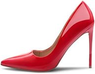 Women's Pumps Slip On High Heels with Pointed Toe 4.1 Inch Stiletto Bridal Party Dress Heels for Casual, Red Pu, 7.5 US