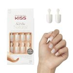 KISS Salon Acrylic Natural Nails, “Brief Encounterâ€Â, Real Short, Ultra-Smooth Finish, DIY At-Home Manicure Kit with Pink Gel Nail Glue, Mini File, Manicure Stick, and 28 Nails in 14 sizes
