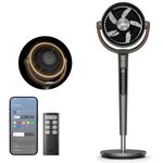 DREO Smart Pedestal Fan with Remote, PolyFan 513S, 43'' Quiet Standing Fan for Home Bedroom, 120°+105° Smart Oscillating Floor Fans with Wi-Fi/Voice Control, Works with Alexa/Google