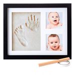 Little Hippo Baby Handprint Kit With Name Letter Stamps | Baby Picture Frame & Non Toxic Clay! Baby Footprint kit, Perfect for Baby Boy Gifts, and Baby Girls Gifts! (Black, Standard)