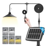 LITGURU Solar Pendant Light, Solar Light Indoor Outdoor for Home/Shed/Greenhouse, IP65 Waterproof Solar Powered Dimmable Lamp with 5 Modes for Patios, Garages, Campsites, Chicken Coops, Barns