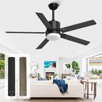 alescu Black Ceiling Fans with Lights - Outdoor Ceiling Fan with Remote, 52 Inch Modern Ceiling Fan for Patio, Bedroom Living Room