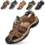 Men Sandals Closed Toe Walking Fastening Hiking Sport Shoes Leather Sandals