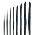 Transon 8pcs Round Watercolor Paint Brush Set Goat Hair for Watercolors,Acrylics,Inks,Gouache,Oil and Tempera Black Color