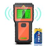 Stud Finder Wall Scanner - 8 in 1 Stud Detector with LCD Display & Audio Alarm, Wire Detector for Wall Wood AC Wire Metal Studs Cable Joist Pipe Detection (Orange)