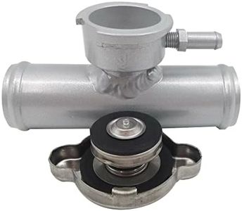 HCHCSPEED 32mm Aluminum Upper Radiator Filler Neck Hose 1-1/4" to 1-1/4" With Cap Universal Silver