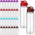 Maxcheck 30 Pieces 17 oz Water Bottle Bulk Plastic Water Bottles Bulk with Handle Strap Lightweight Leakproof Drink Flip Top Bottles for Adults Fitness Gym (Blue, Purple, Red, Coffee Color)