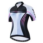 Weimostar Cycling Jersey Women Bike Shirt Top Pro Team Summer Short Sleeve MTB Bicycle Clothing Pockets Pink White Size L